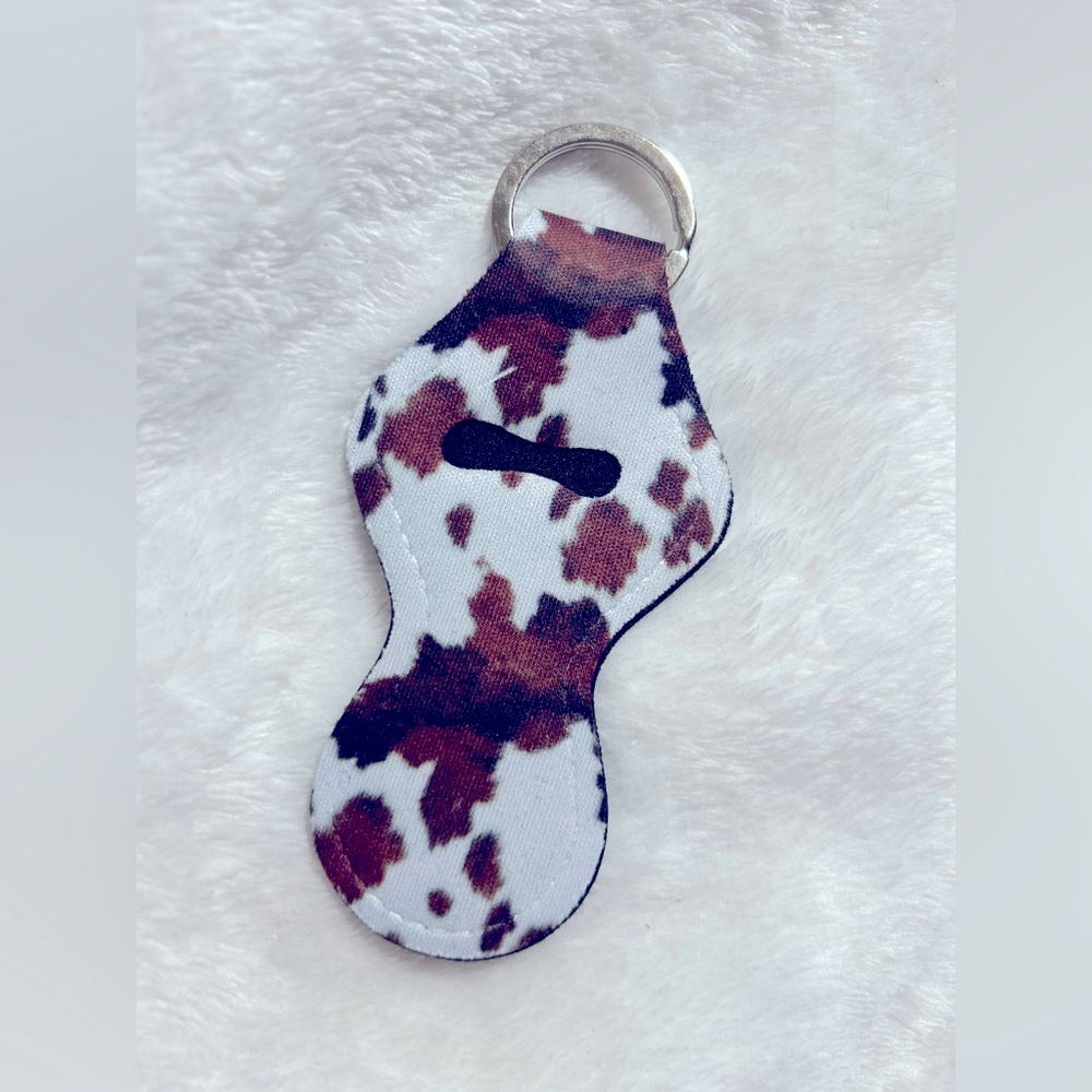 Cow print Chapstick holder keychain